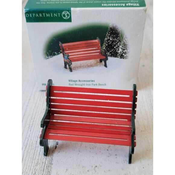 Dept 56 56445 Red Wrought Iron Park Bench village accessory xmas - Picture 1 of 5